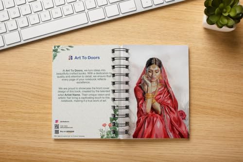 Art to Doors | Elegance | Artist Riika Kandhola | Spiral Notebooks | A5 Size Paper | 120 Pages | 70 GSM Paper | Attractive Cover Designs | Soft Cover | Notebooks for College Students