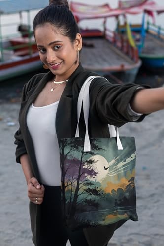 Art to Doors | Moonlit Serenity | Tote Bags | Shopping Bag For Grocery | Aesthetic Carry Bag | Tote Bag for Shopping, Travel, office & beach bags for women