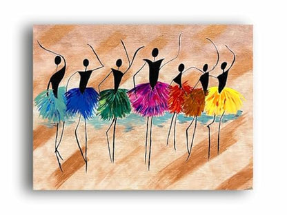 Art to Doors| Modert Art Dancing Girls | Artist Neha Arora | Rectangle | Art Print | Home Decor | Wall Decor | Gift Items | Canvas Frame