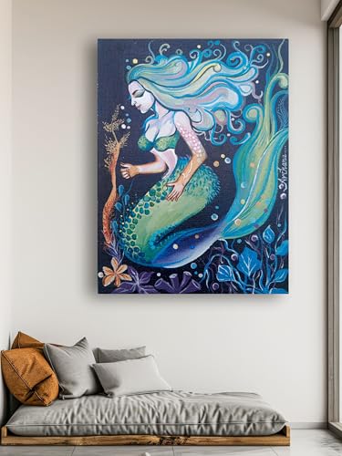 Art to Doors | Mermaid | Artist Archana Sharan | Vertical | Art Prints | Home Decor | Wall Art | Gift Items | Canvas Frame