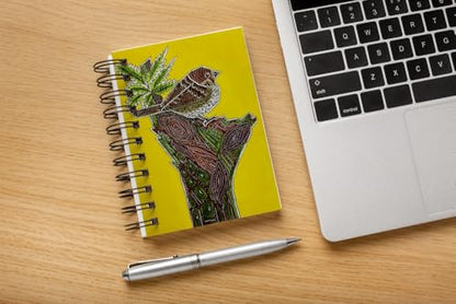 Art to Doors | House Sparrow | Artist Puja Kumari | Spiral Notebooks | A5 Size Paper | 120 Pages | 70 GSM Paper | Attractive Cover Designs | Soft Cover | Notebooks for College Students