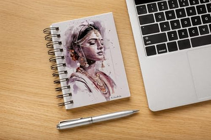 Art to Doors | Beautiful Indian Woman | Artist Riika Kandhola | Spiral Notebooks | A5 Size Paper | 120 Pages | 70 GSM Paper | Attractive Cover Designs | Soft Cover | Notebooks for College Students