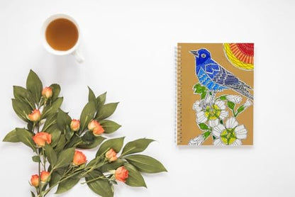 Art to Doors | Bluerock Thrush | Artist Puja Kumari | Spiral Notebooks | A5 Size Paper | 120 Pages | 70 GSM Paper | Attractive Cover Designs | Soft Cover | Notebooks for College Students