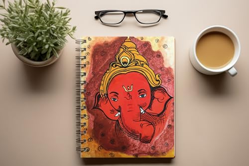 Art to Doors | Red Color Ganesha Art | Artist Surekha S.| Spiral Notebooks | A5 Size Paper | 120 Pages | 70 GSM Paper | Attractive Cover Designs