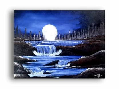 Art to Doors | Mesmerising Moonlight | Artist Nandita Venkatraman | Horizontal | Art Print | Home Decor | Wall Decor | Gift Items | Wall Art (9x12 Inch)