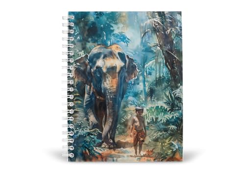 Art to Doors | Powerful Elephant Portrait | Spiral Notebooks | A5 Size Paper | 120 Pages | 70 GSM Paper | Attractive Cover Designs