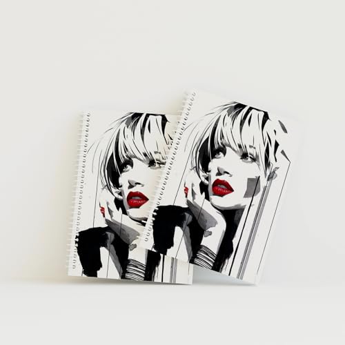 Art to Doors | Red Lips Watercolour | Artist Riika Kandhola | Spiral Notebooks | A5 Size Paper | 120 Pages | 70 GSM Paper | Attractive Cover Designs