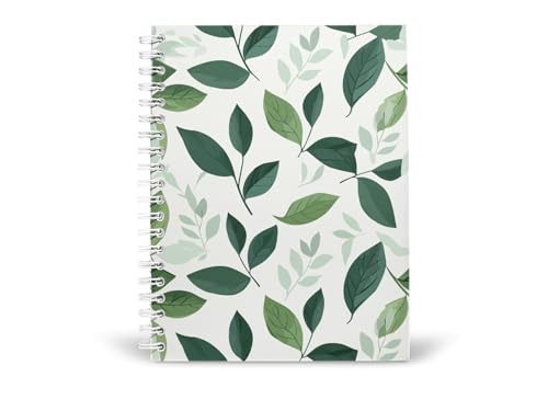 Art to Doors | Light and Dark Green Leaves | Spiral Notebooks | A5 Size Paper | 120 Pages | 70 GSM Paper | Attractive Cover Designs