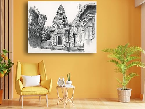 Art to Doors | A View Of Banteay Srei Temple | Artist Avishek Nag | Horizontal | Art Prints | Home Decor | Gift Items | Wall Art | Canvas Frame