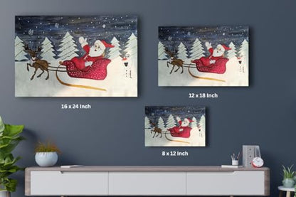 Art to Doors| Santa Claus And Olaf | Artist Lovina Cano | Rectangle | Art Print | Home Decor | Wall Decor | Gift Items | Canvas Frame