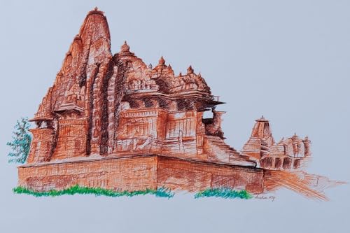 Art to Doors | Khajuraho Temple Complex | Artist Avishek Nag | Horizontal | Art Prints | Home Decor | Gift Items | Wall Art | Canvas Frame