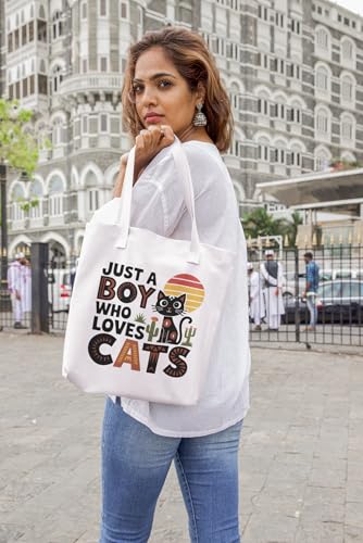 Art to Doors | Boy Who Loves Cats | Tote Bags | Shopping Bag For Grocery | Aesthetic Carry Bag | Tote Bag for Shopping, Travel, office & beach bags for women