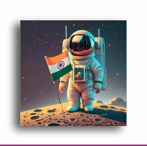 Art to Doors Lunar Pride: India on Moon - Celebrate Indian Space Exploration | Personalized Gift For Anniversary, Birthday, Wedding, Home Decor | Wall Frames For Home & Office (CanvasFrame,8x8Inch,)