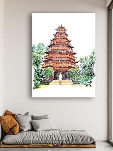 Art to Doors | Giac Lam Pagoda At Vietname | Artist Avishek Nag | Vertical | Art Prints | Home Decor | Wall Art | Gift Items | Canvas Frame