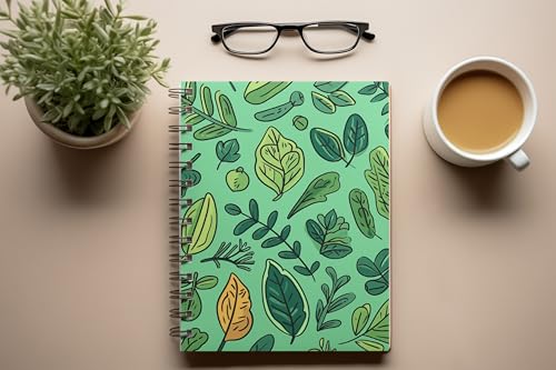 Art to Doors | Hand-Drawn Leaf Scatter | Spiral Notebooks | A5 Size Paper | 120 Pages | 70 GSM Paper | Attractive Cover Designs