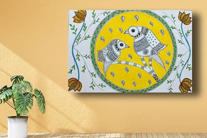 Art to Doors | Bird Madhubani Art | Artist Swati Vishwakarma | Horizontal | Art Prints | Home Decor | Gift Items | Wall Art | Canvas Frame