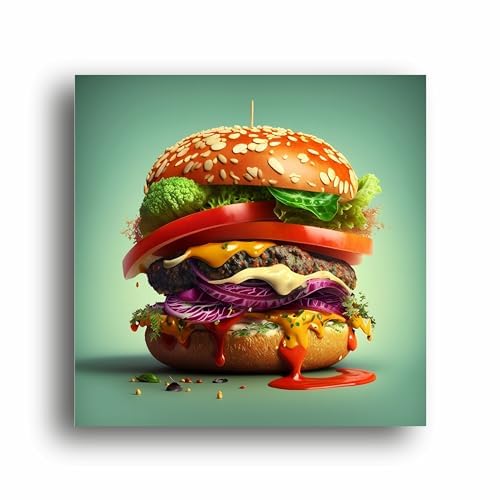 Burger Bliss: Delicious Canvas Print - Savor the Flavor on Your Walls! | Canvas Wrap Wooden Framed | Personalized Gift For Anniversary, Birthday, Wedding, Home Decor