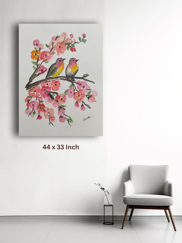 Art to Doors | Love Birds | Artist Swathi | Vertical | Art Prints | Home Decor | Wall Art | Gift Items | Canvas Frame