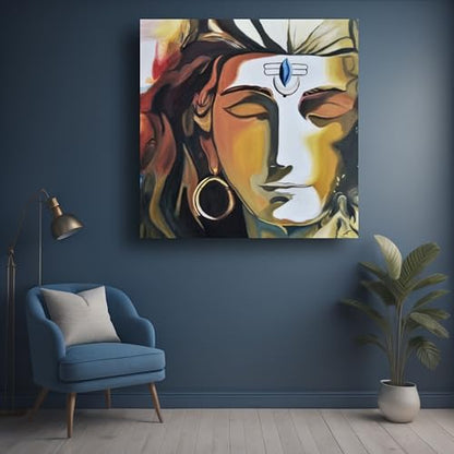 Art to Doors | Meditating Shiva | Artist Mayuri Verma | Square | Art Print | Personalized Gift | Home Decor | Gifts | Wall Decor | Wall Paintings | Wall Art | Wall Hanging (Canvas Frame, 10x10 Inch)