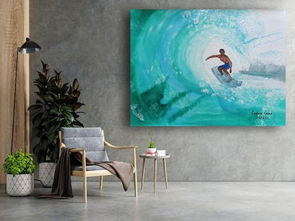 Art to Doors | Surfing The Blues | Artist Lovina Cano | Horizontal | Art Prints | Home Decor | Gift Items | Wall Art | Canvas Frame