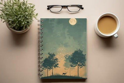 Art to Doors | Deer in the Dusk | Spiral Notebooks | A5 Size Paper | 120 Pages | 70 GSM Paper | Attractive Cover Designs