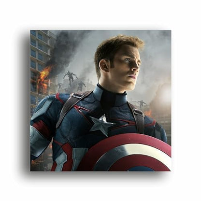 Art to Doors Legendary Avenger: Captain America Canvas Print - Iconic Steve Rogers Illustration! | Personalized Gift For Anniversary, Birthday, Wedding, Home Decor (CanvasFrame,10x10Inch,CanvasFrame)