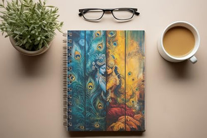 Art to Doors | Radha Krishna with Peacocks | Spiral Notebooks | A5 Size Paper | 120 Pages | 70 GSM Paper | Attractive Cover Designs