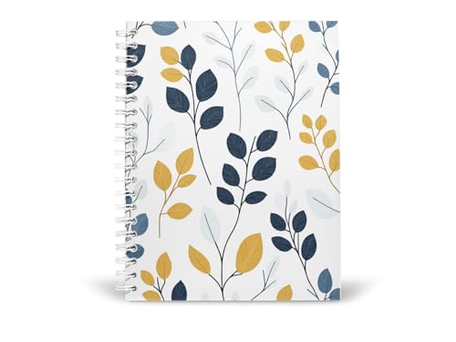 Art to Doors | Colorful Leaf Sprig Repeat | Spiral Notebooks | A5 Size Paper | 120 Pages | 70 GSM Paper | Attractive Cover Designs