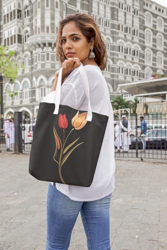 Art to Doors | Orange and Red Blooms | Tote Bags | Shopping Bag For Grocery | Aesthetic Carry Bag | Tote Bag for Shopping, Travel, office & beach bags for women