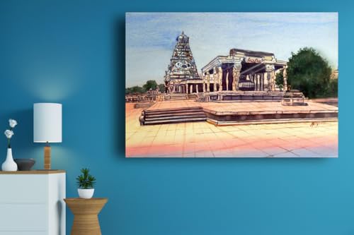 Art to Doors | Big Temple Tanjore | Artist A Murugesan | Rectangle | Art Print | Home Decor | Wall Decor | Gift Items | Canvas Frame