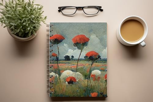 Art to Doors | Crimson Meadow | Spiral Notebooks | A5 Size Paper | 120 Pages | 70 GSM Paper | Attractive Cover Designs