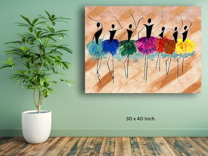 Art to Doors| Modert Art Dancing Girls | Artist Neha Arora | Rectangle | Art Print | Home Decor | Wall Decor | Gift Items | Canvas Frame