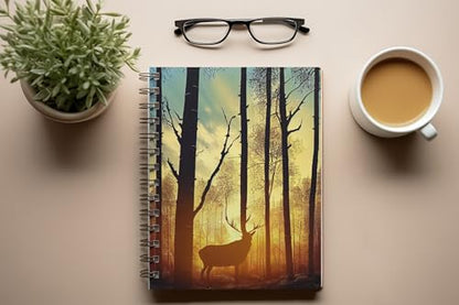 Art to Doors | Peaceful Forest Scene | Spiral Notebooks | A5 Size Paper | 120 Pages | 70 GSM Paper | Attractive Cover Designs