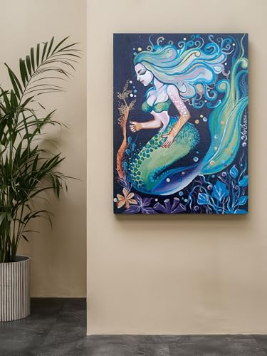 Art to Doors | Mermaid | Artist Archana Sharan | Vertical | Art Prints | Home Decor | Wall Art | Gift Items | Canvas Frame