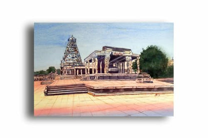 Art to Doors | Big Temple Tanjore | Artist A Murugesan | Rectangle | Art Print | Home Decor | Wall Decor | Gift Items | Canvas Frame