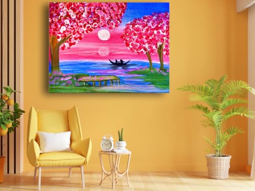 Art to Doors | The Cherry Blossoms Tranquil | Artist Monica Verma | Horizontal | Art Prints | Home Decor | Wall Decor | Gift Items | Wall Art