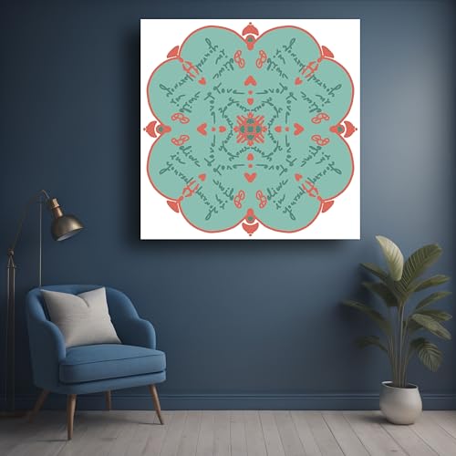 Art to Doors | Love & Believe yourself Mandala Art | Square | Artist Akshara Prasannan | Home Decor | Wall Art | Gifts for Women | Gifts for Men | Canvas Frame