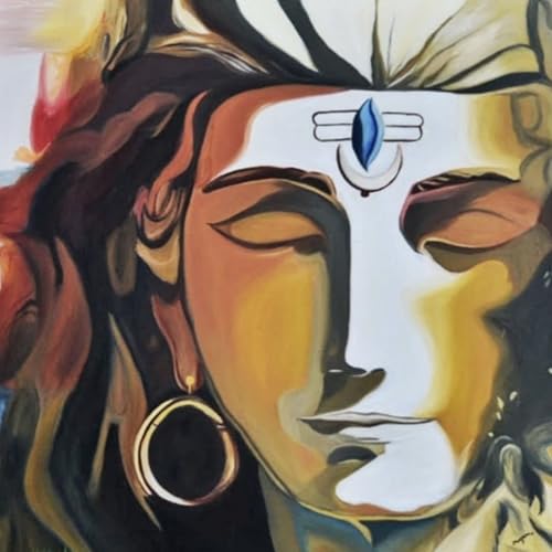 Art to Doors | Meditating Shiva | Artist Mayuri Verma | Square | Art Print | Personalized Gift | Home Decor | Gifts | Wall Decor | Wall Paintings | Wall Art | Wall Hanging (Canvas Frame, 14x14 Inch)