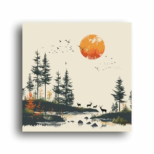 Art to Doors | Golden Horizon Deer Art | Square | Art Print | Home Decor | Wall Decor | Gifts for Women | Gifts for Men | Gift Items | Wall Art