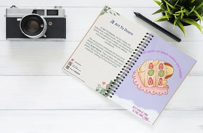 Art to Doors | Eat What Makes You Happy | Spiral Notebooks | A5 Size Paper | 120 Pages | 70 GSM Paper | Attractive Cover Designs