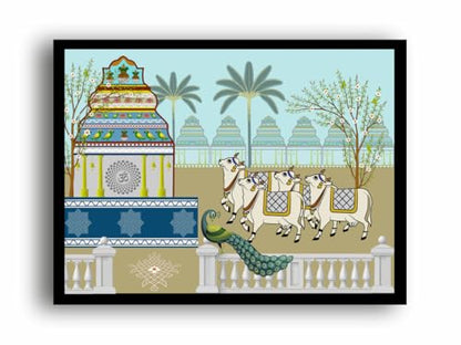 Art to Doors| Sampurna Ramaniyata | Artist Mounika Botcha | Rectangle | Art Print | Home Decor | Wall Decor | Gift Items | Canvas Frame