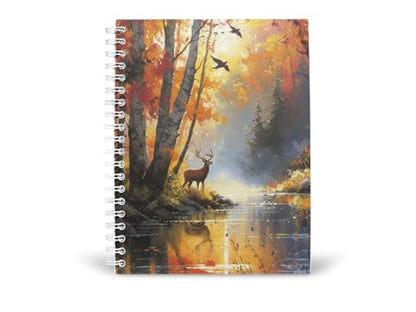 Art to Doors | Deer by the River | Spiral Notebooks | A5 Size Paper | 120 Pages | 70 GSM Paper | Attractive Cover Designs