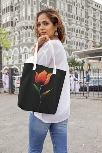 Art to Doors | Minimalist Tulip Sketch | Tote Bags | Shopping Bag For Grocery | Aesthetic Carry Bag | Tote Bag for Shopping, Travel, office & beach bags for women