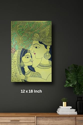 Art to Doors | Radha Krishna Madhubani Art | Artist Swati Vishwakarma | Vertical | Art Prints | Home Decor | Wall Art | Gift Items | Canvas Frame