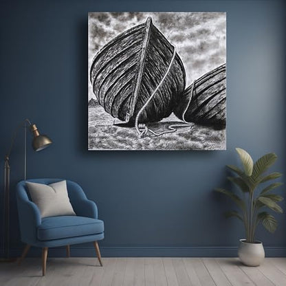 Art to Doors | Boat on the silent mode | Square | Artist Patel Mahendra babar | Home Decor | Wall Art | Gifts for Women | Gifts for Men | Canvas Frame