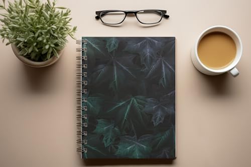 Art to Doors | Deep Green Leaf Overlay | Spiral Notebooks | A5 Size Paper | 120 Pages | 70 GSM Paper | Attractive Cover Designs