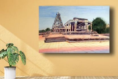 Art to Doors | Big Temple Tanjore | Artist A Murugesan | Rectangle | Art Print | Home Decor | Wall Decor | Gift Items | Canvas Frame