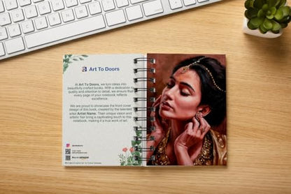 Art to Doors | Styled With Grace | Artist Riika Kandhola | Spiral Notebooks | A5 Size Paper | 120 Pages | 70 GSM Paper | Attractive Cover Designs | Soft Cover | Notebooks for College Students