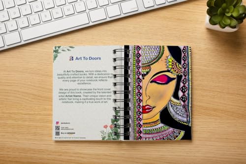 Art to Doors | Handmade Graceful Beauty | Artist Monica Verma| Spiral Notebooks | A5 Size Paper | 120 Pages | 70 GSM Paper | Attractive Spiral Notebook