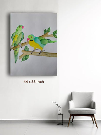 Art to Doors| Two Birds | Artist Shiladitya Chatterjee | Rectangle | Art Print | Home Decor | Wall Decor | Gift Items | Canvas Frame